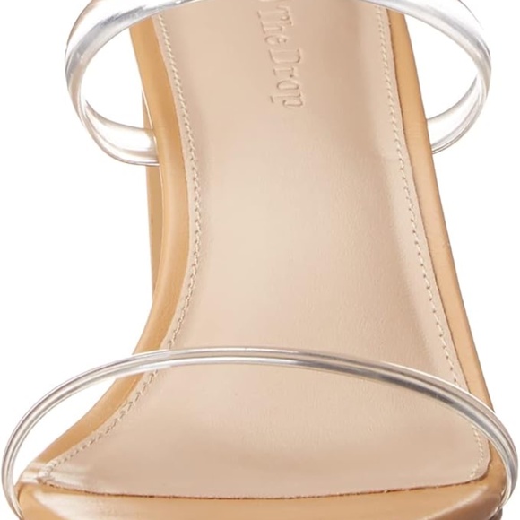 NWT - The Drop Avery Square Toe 2 Strap High Heeled Sandal - Tan / Clear - 7.5 - Picture 3 of 16